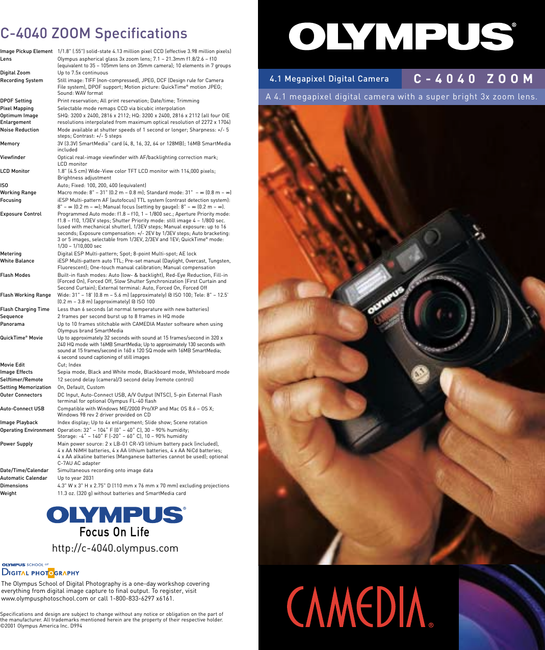 Page 1 of 4 - Olympus Olympus-Camedia-C-4040-Users-Manual- OI-964-01 C-4040 Broch.M5  Olympus-camedia-c-4040-users-manual