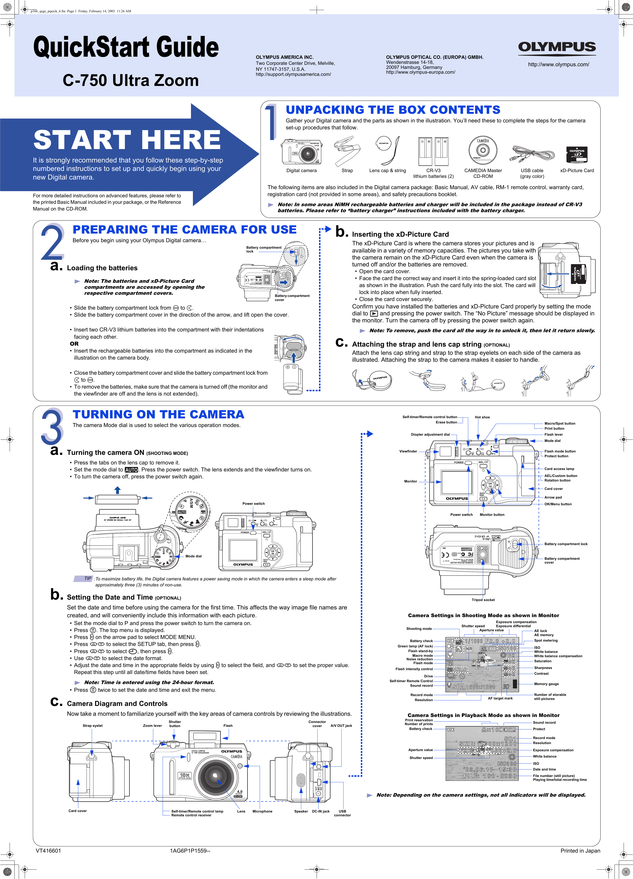 Page 1 of 2 - Olympus Olympus-Camedia-C-750-Ultra-Zoom-Quick-Start-Manual-  Olympus-camedia-c-750-ultra-zoom-quick-start-manual