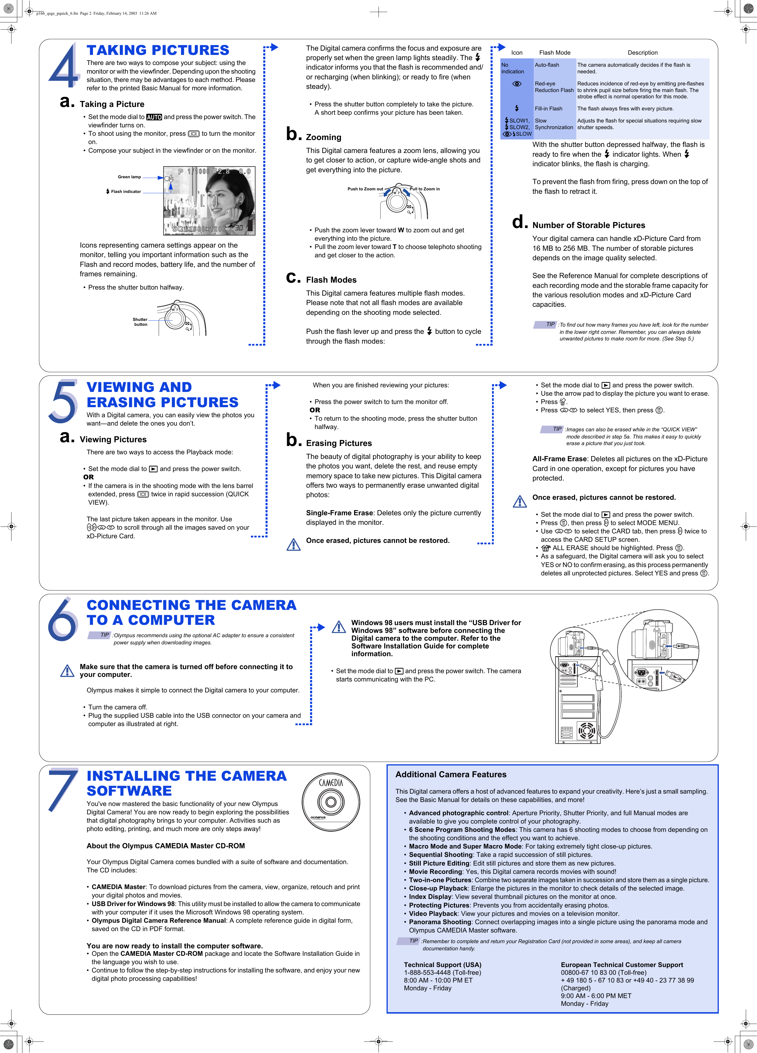 Page 2 of 2 - Olympus Olympus-Camedia-C-750-Ultra-Zoom-Quick-Start-Manual-  Olympus-camedia-c-750-ultra-zoom-quick-start-manual