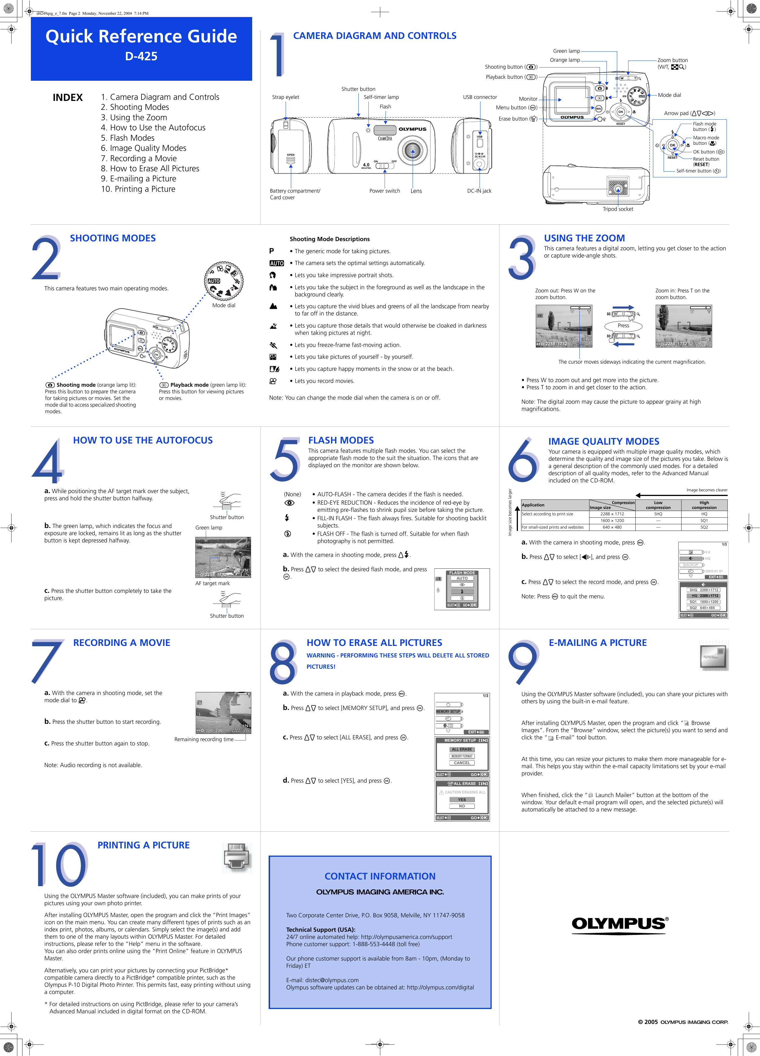 Page 2 of 2 - Olympus Olympus-Camedia-D-425-Quick-Start-Manual-  Olympus-camedia-d-425-quick-start-manual