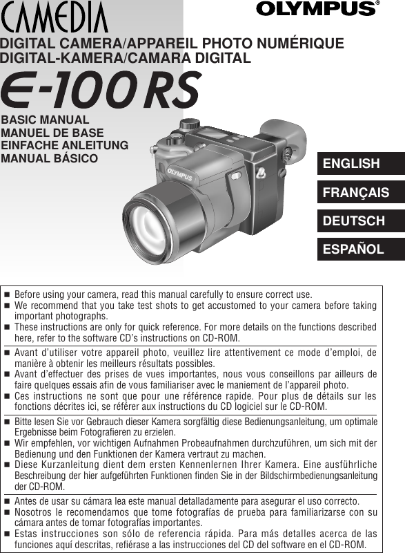 Olympus Camedia E 100Rs Basic Manual