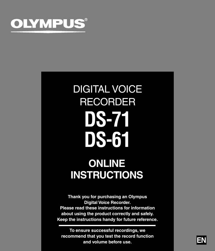 Olympus Ds 61 Users Manual 71ds 61onlineinstructionsen 