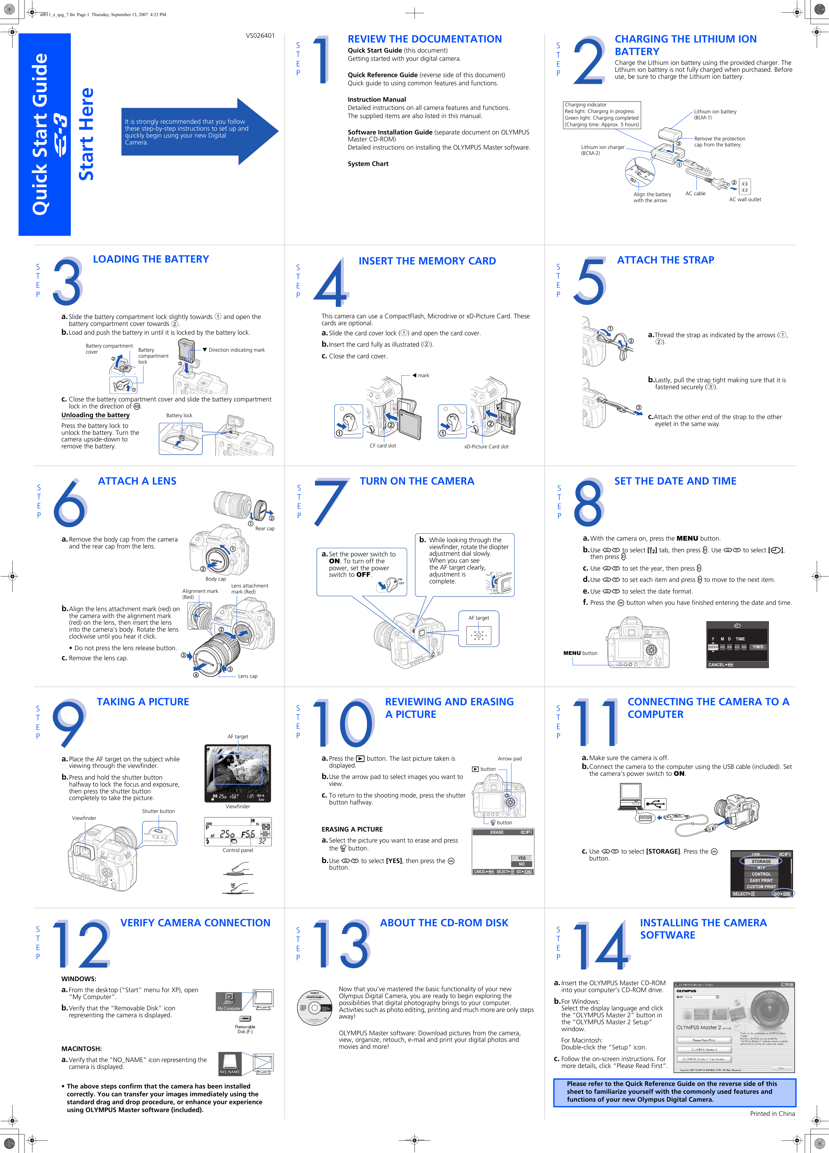 Page 1 of 2 - Olympus Olympus-E-3-Quick-Start-Manual- E-3_Quick_Start_Guide_EN Olympus-e-3-quick-start-manual
