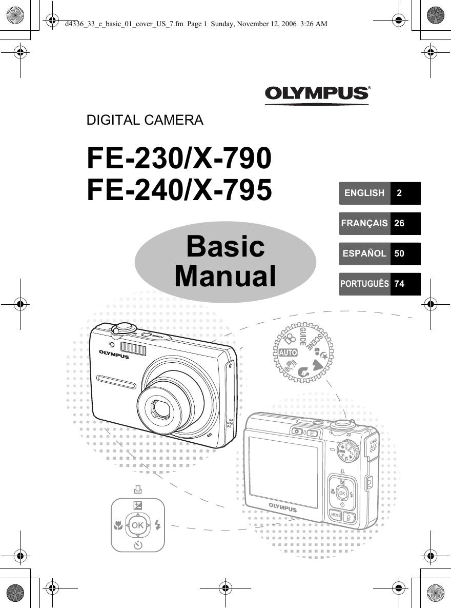 Olympus Fe 230 Basic Manual 230_FE 240_X 790_X 795_Basic_Manual_EN_FR_ES_PT