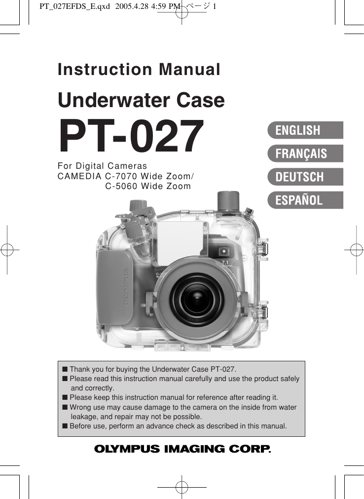 Olympus Pt 027 Users Manual 027_Instruction_Manual_for_C 7070_Wide_Zoom ...