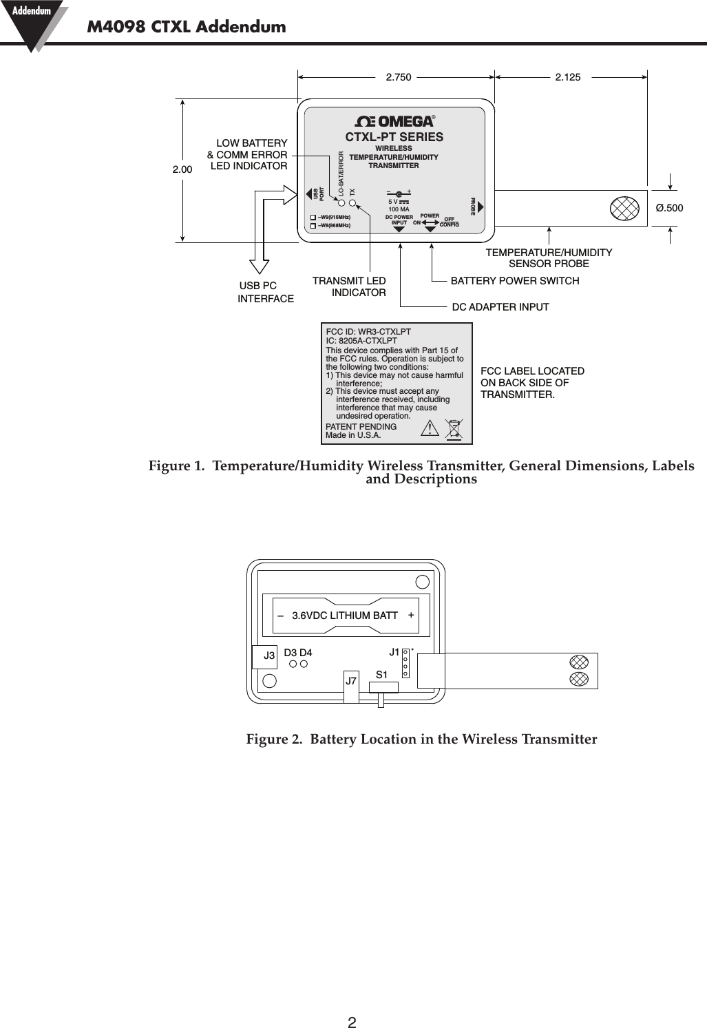 Omega Engineering CTXLPT CTXL-PT-W9 Wireless Temperature/ Humidity ...