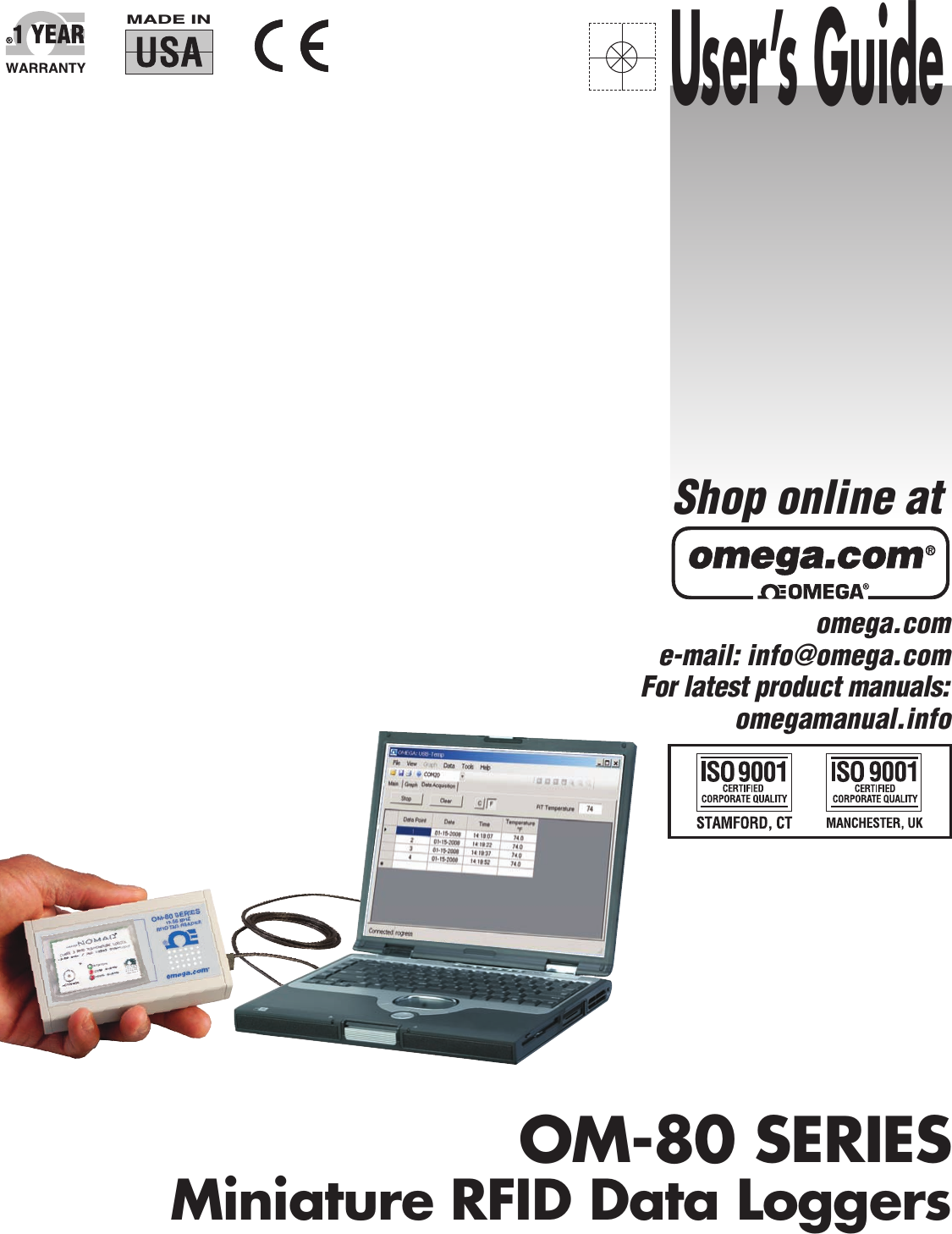 omega.com  e-mail: info@omega.comFor latest product manuals:omegamanual.infoOM-80 SERIESMiniature RFID Data LoggersShop online atUser’s GuideMADE IN