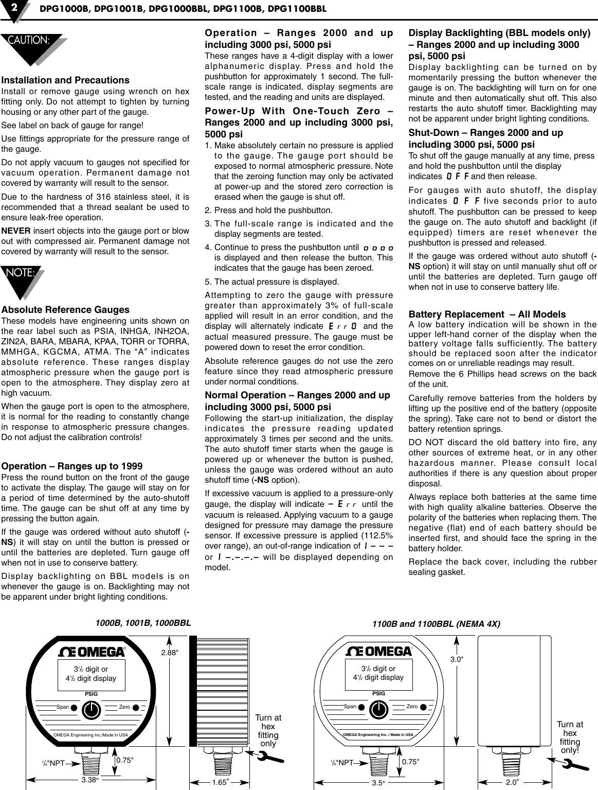 Page 2 of 4 - Omega-Engineering Omega-Engineering-Dpg1000B-Users-Manual- Omega 1000B 1100B 0606.qxp  Omega-engineering-dpg1000b-users-manual