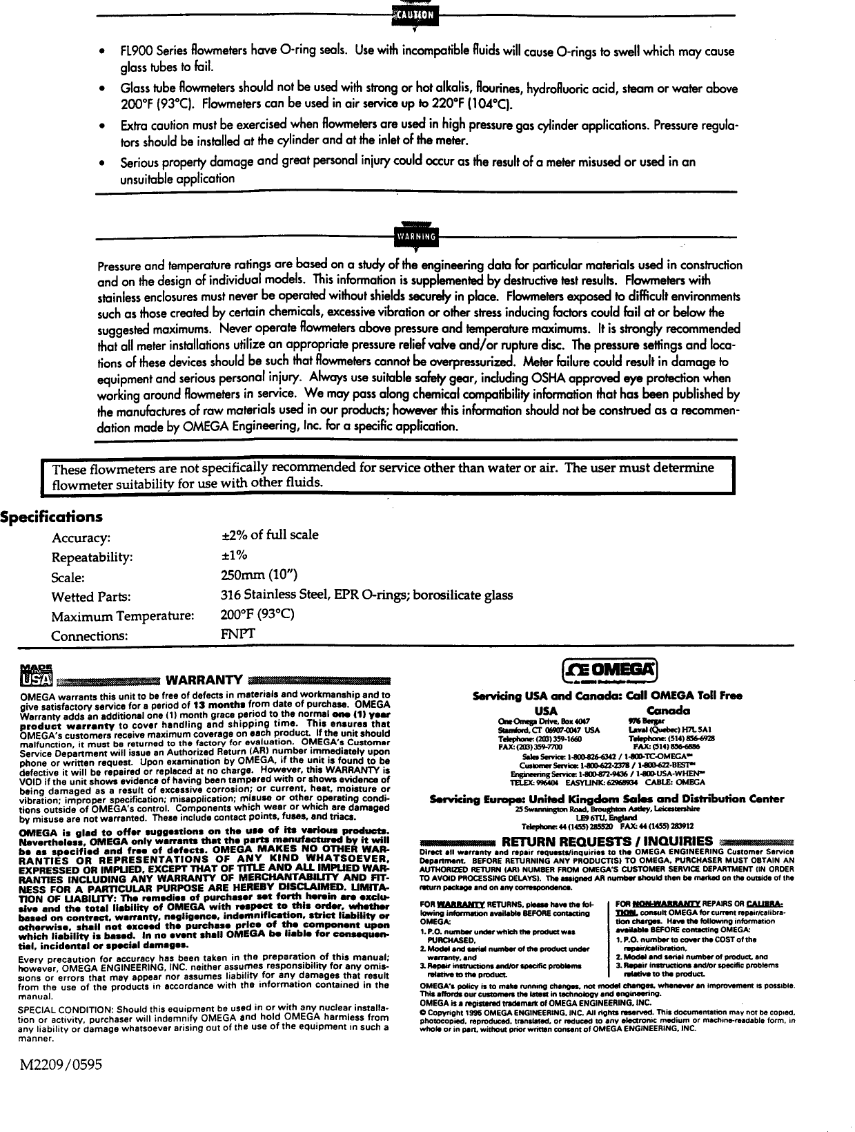 Page 4 of 4 - Omega-Engineering Omega-Engineering-Fl900-Users-Manual- Rotameters  Omega-engineering-fl900-users-manual