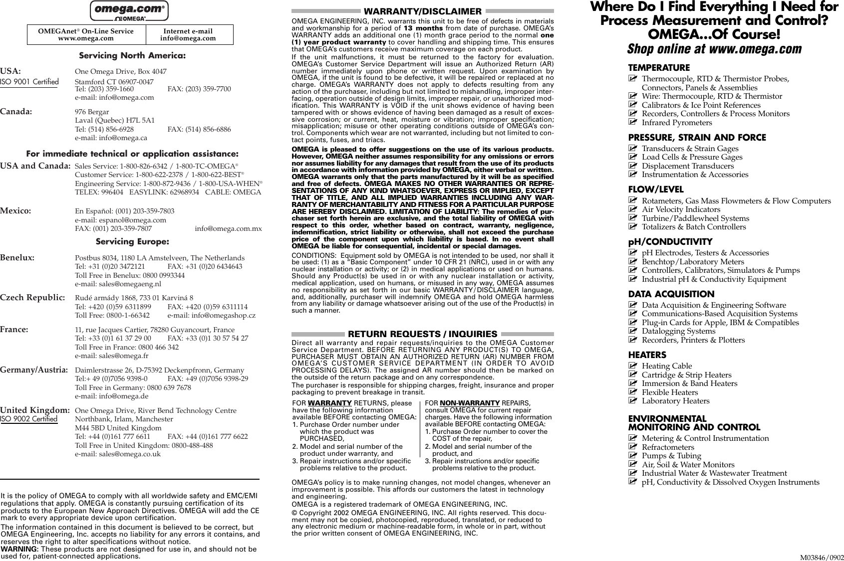 Page 2 of 4 - Omega-Engineering Omega-Engineering-Omegaette-Pocket-Pp-Os-Pp-Users-Manual- Omegaette Pocket PP™ Infrared Thermometer  Omega-engineering-omegaette-pocket-pp-os-pp-users-manual