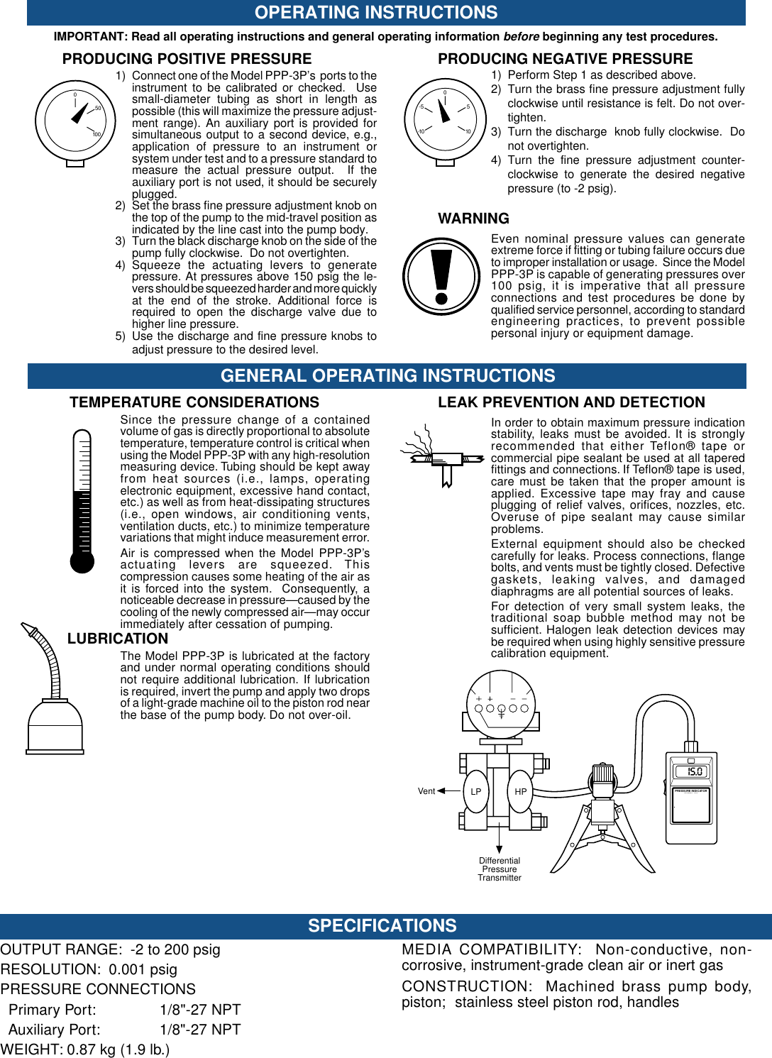 Page 2 of 4 - Omega-Engineering Omega-Engineering-Ppp3P-Users-Manual- Pressure Pump  Omega-engineering-ppp3p-users-manual