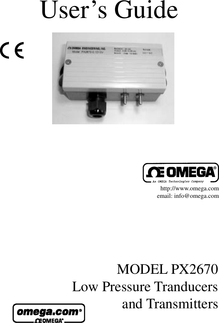 Page 1 of 7 - Omega-Engineering Omega-Engineering-Px2670-Users-Manual- Low Pressure Transducer  Omega-engineering-px2670-users-manual