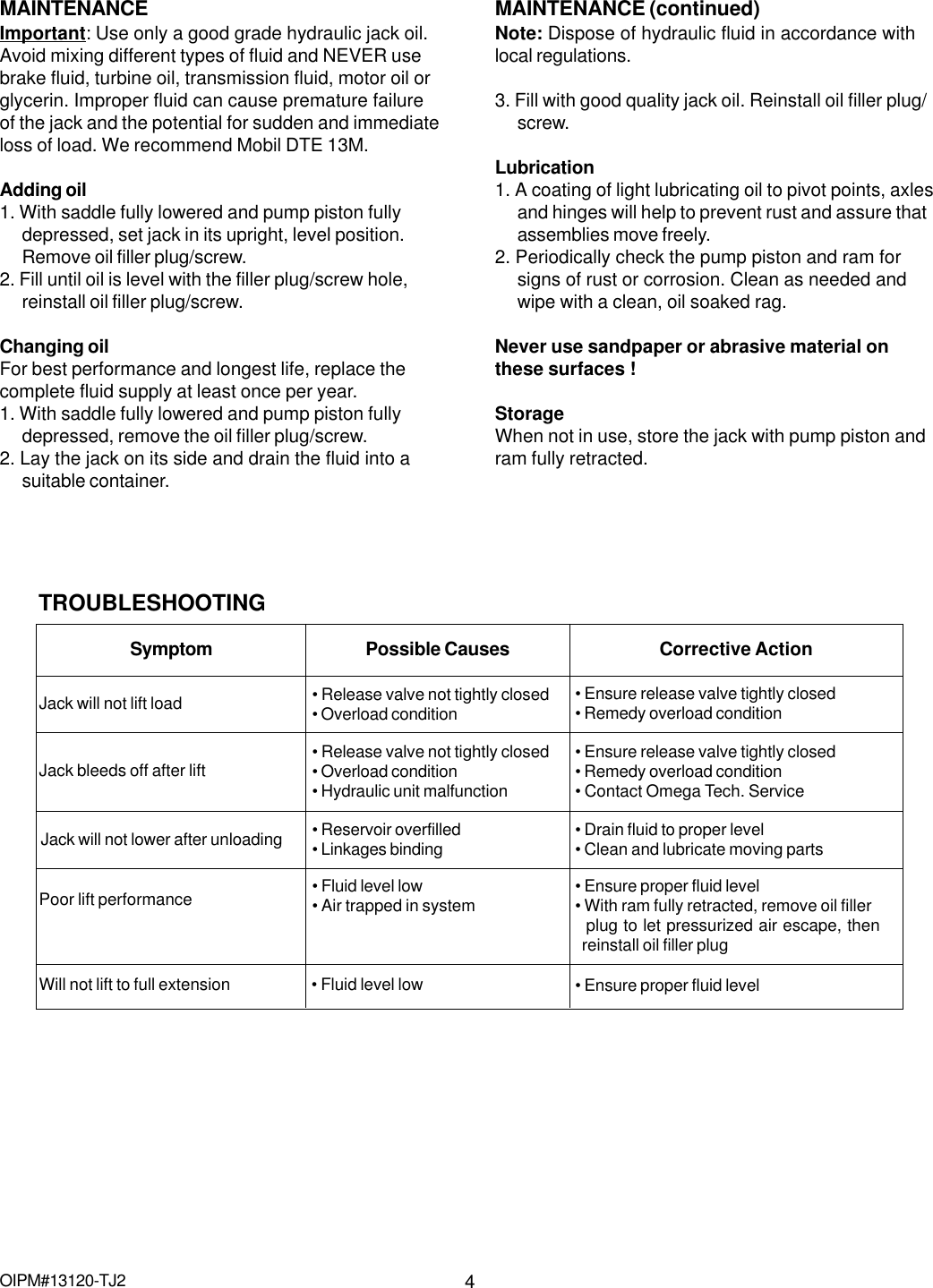 Page 4 of 8 - Omega-Lift Omega-Lift-13120-Users-Manual- 13120-~1  Omega-lift-13120-users-manual