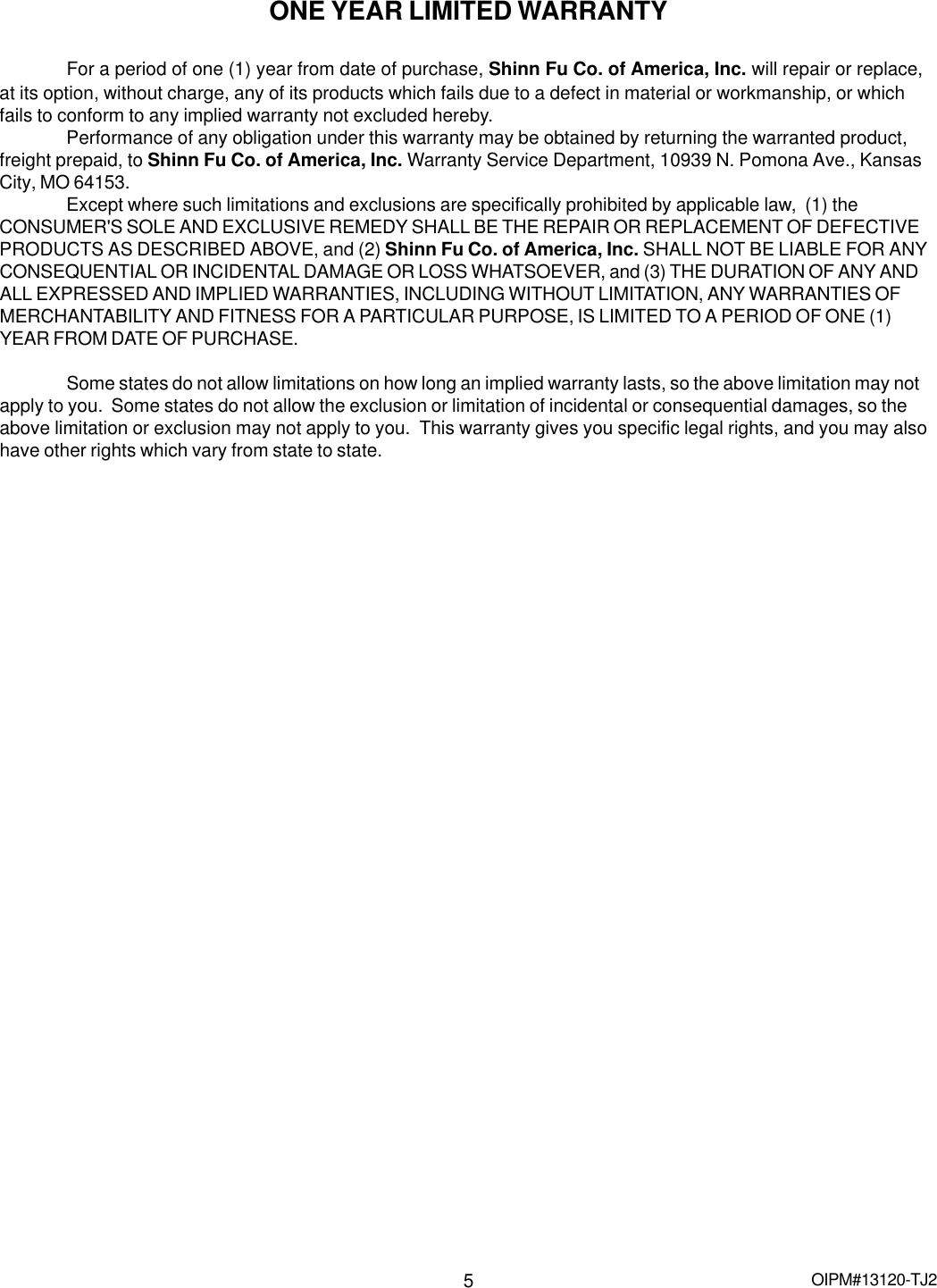 Page 5 of 8 - Omega-Lift Omega-Lift-13120-Users-Manual- 13120-~1  Omega-lift-13120-users-manual