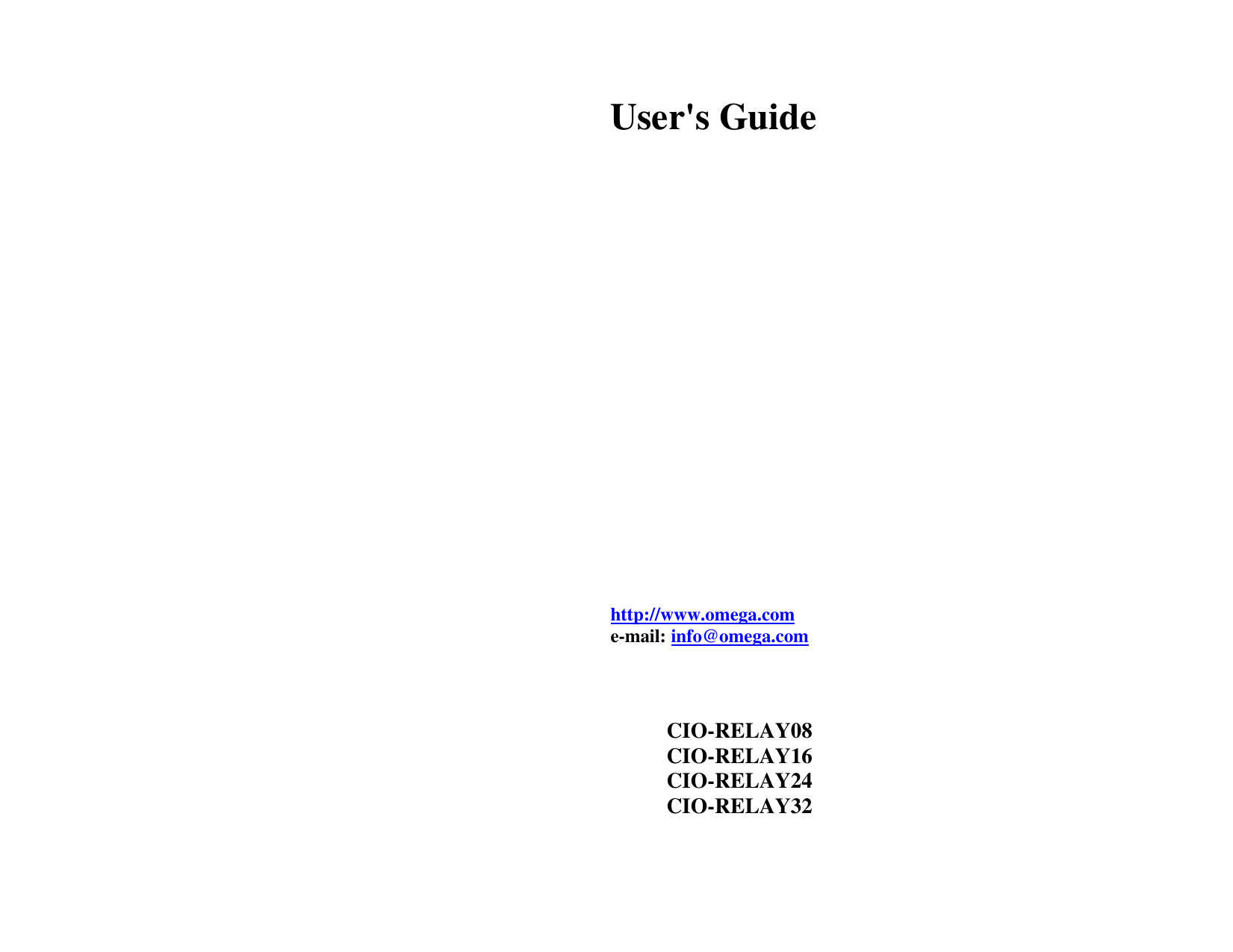 Page 1 of 9 - Omega-Speaker-Systems Omega-Speaker-Systems-Cio-Relay08-Users-Manual- CIO-RELAY08-32 - 16-Channel Relay Interface Board For ISA Bus Compatibles  Omega-speaker-systems-cio-relay08-users-manual