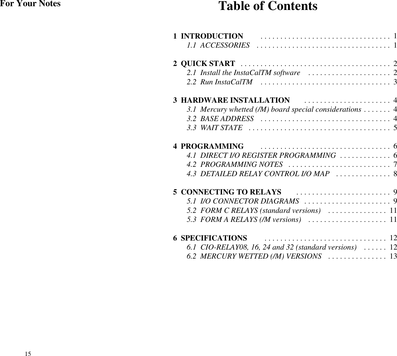 Page 2 of 9 - Omega-Speaker-Systems Omega-Speaker-Systems-Cio-Relay08-Users-Manual- CIO-RELAY08-32 - 16-Channel Relay Interface Board For ISA Bus Compatibles  Omega-speaker-systems-cio-relay08-users-manual