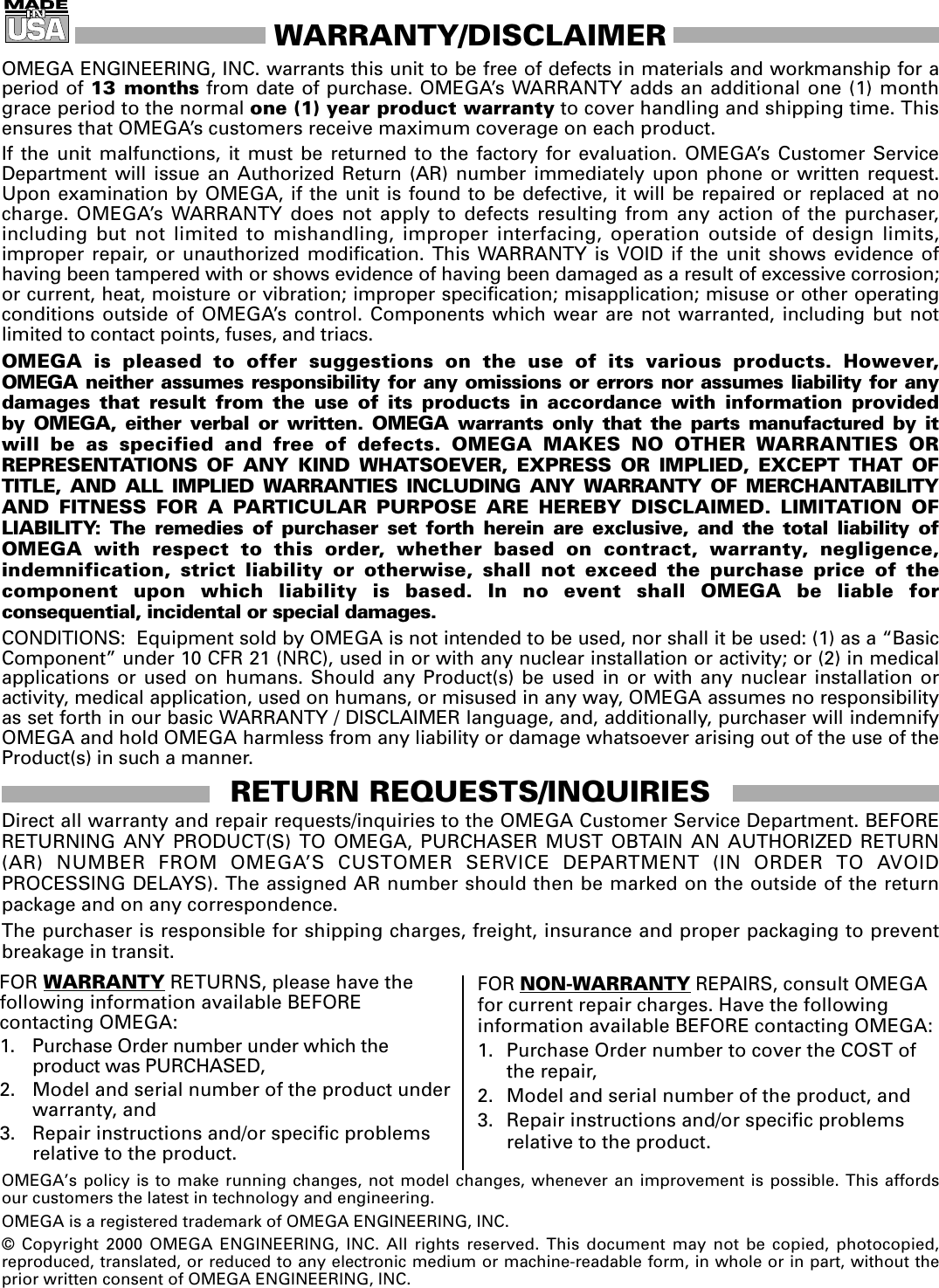 Page 7 of 8 - Omega-Speaker-Systems Omega-Speaker-Systems-Ph-2720-Pa-Users-Manual- Preamplifier  Omega-speaker-systems-ph-2720-pa-users-manual