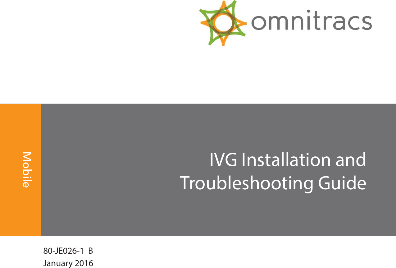 IVG Installation andTroubleshooting Guide80-JE026-1  BJanuary 2016