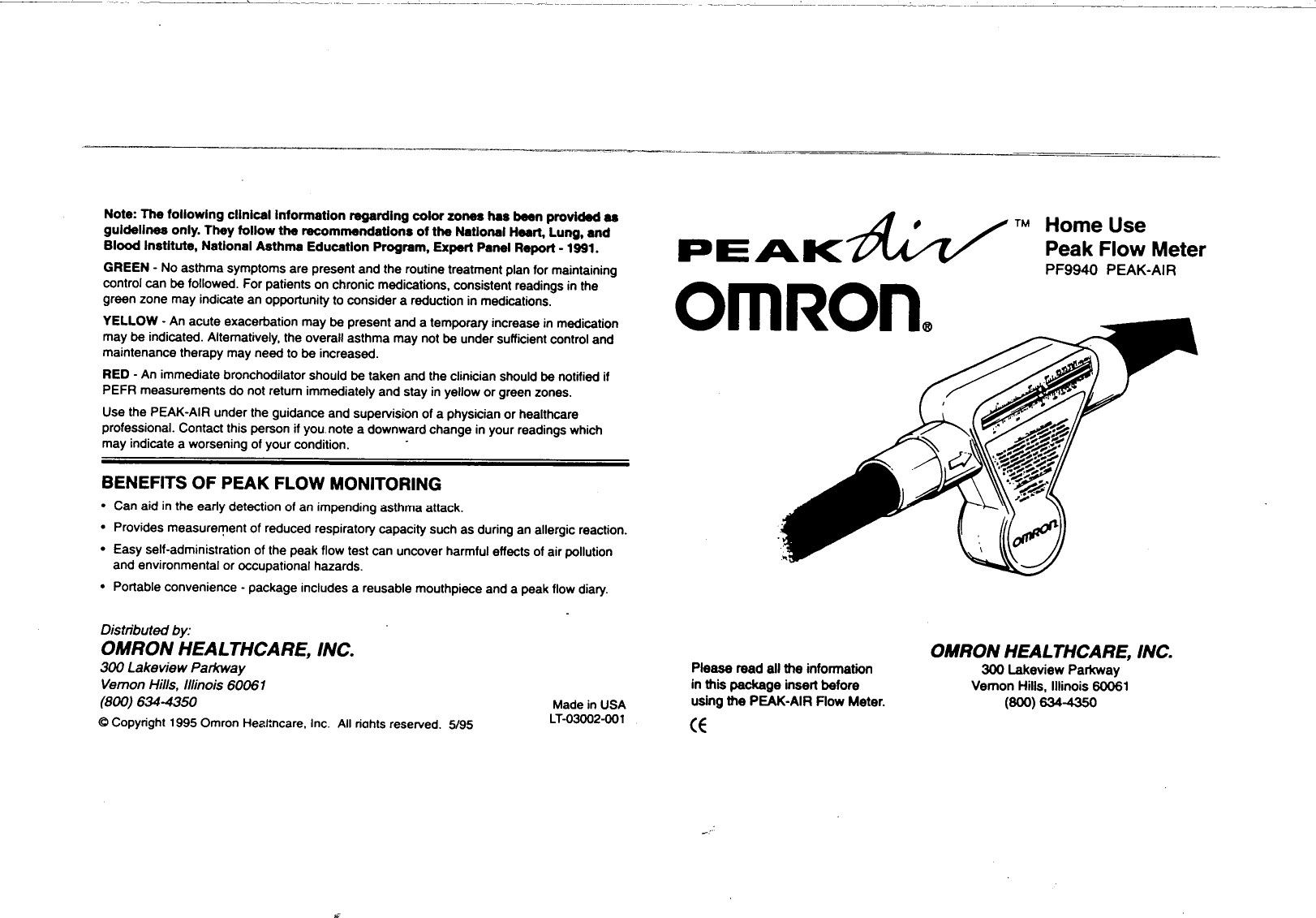 Omron Healthcare Pf9940 Owner S Manual CPY