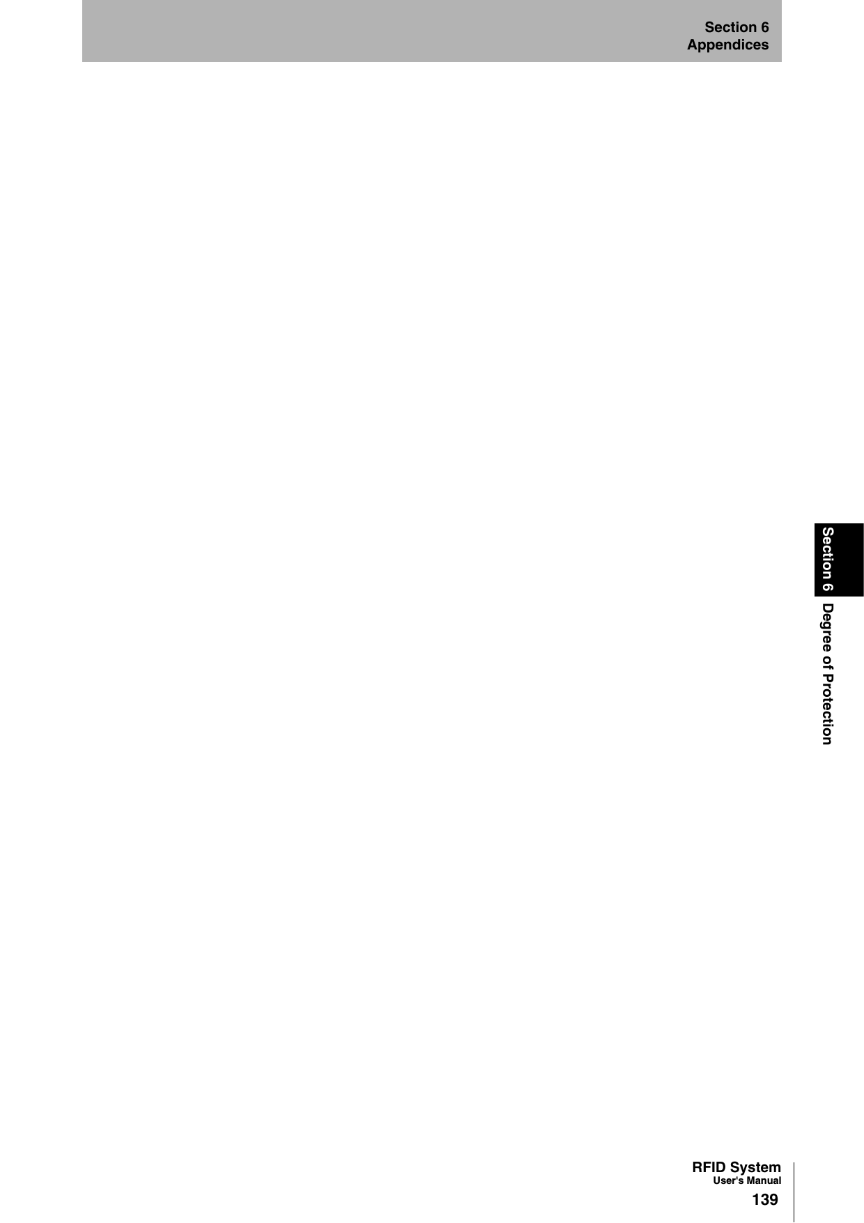 RFID SystemUser&apos;s Manual139Section 6 Degree of ProtectionSection 6Appendices