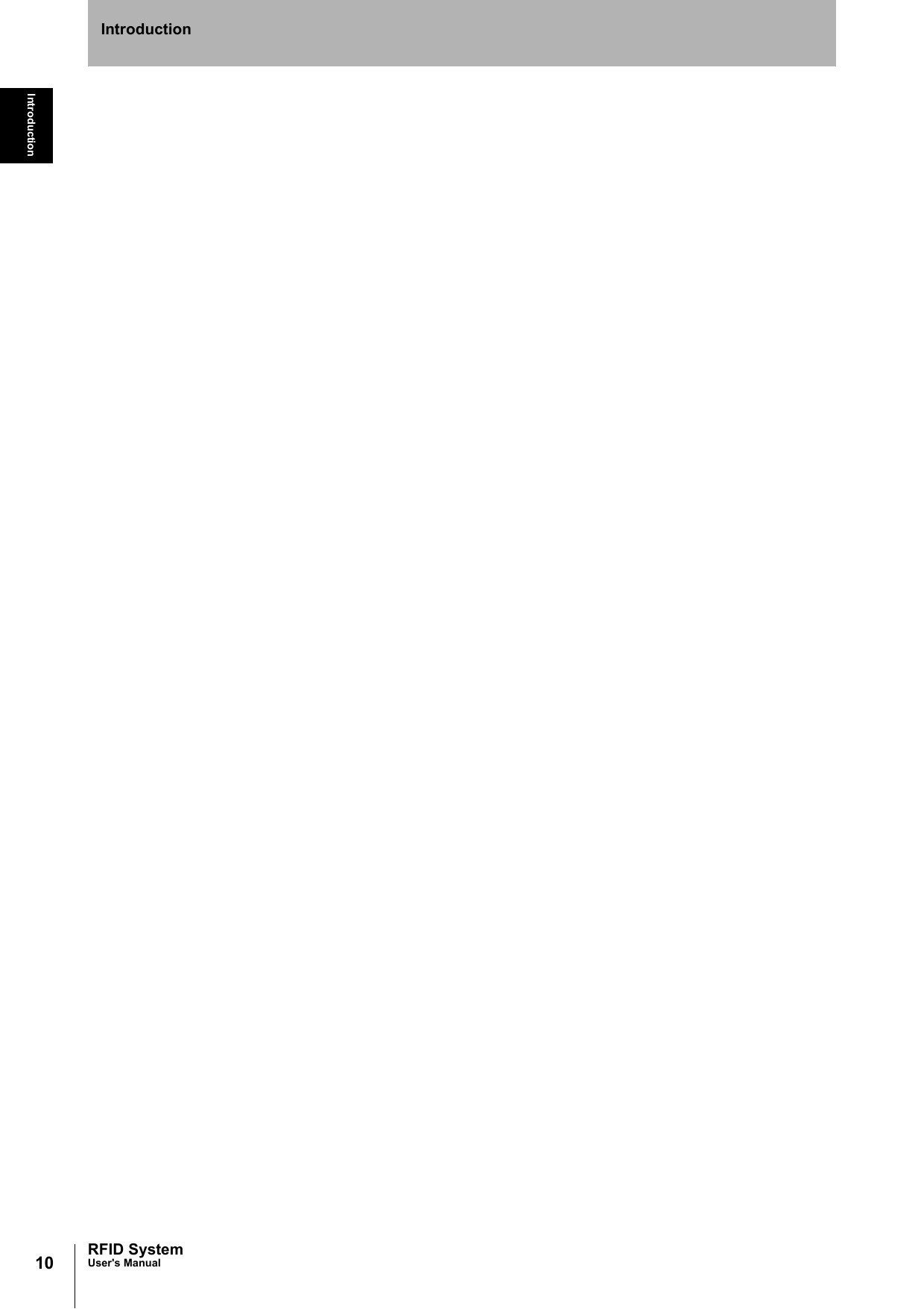 10 RFID SystemUser&apos;s ManualIntroductionIntroduction