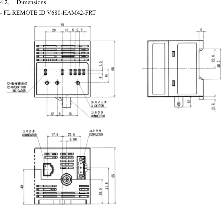 4.2. Dimensions - FL REMOTE ID V680-HAM42-FRT   