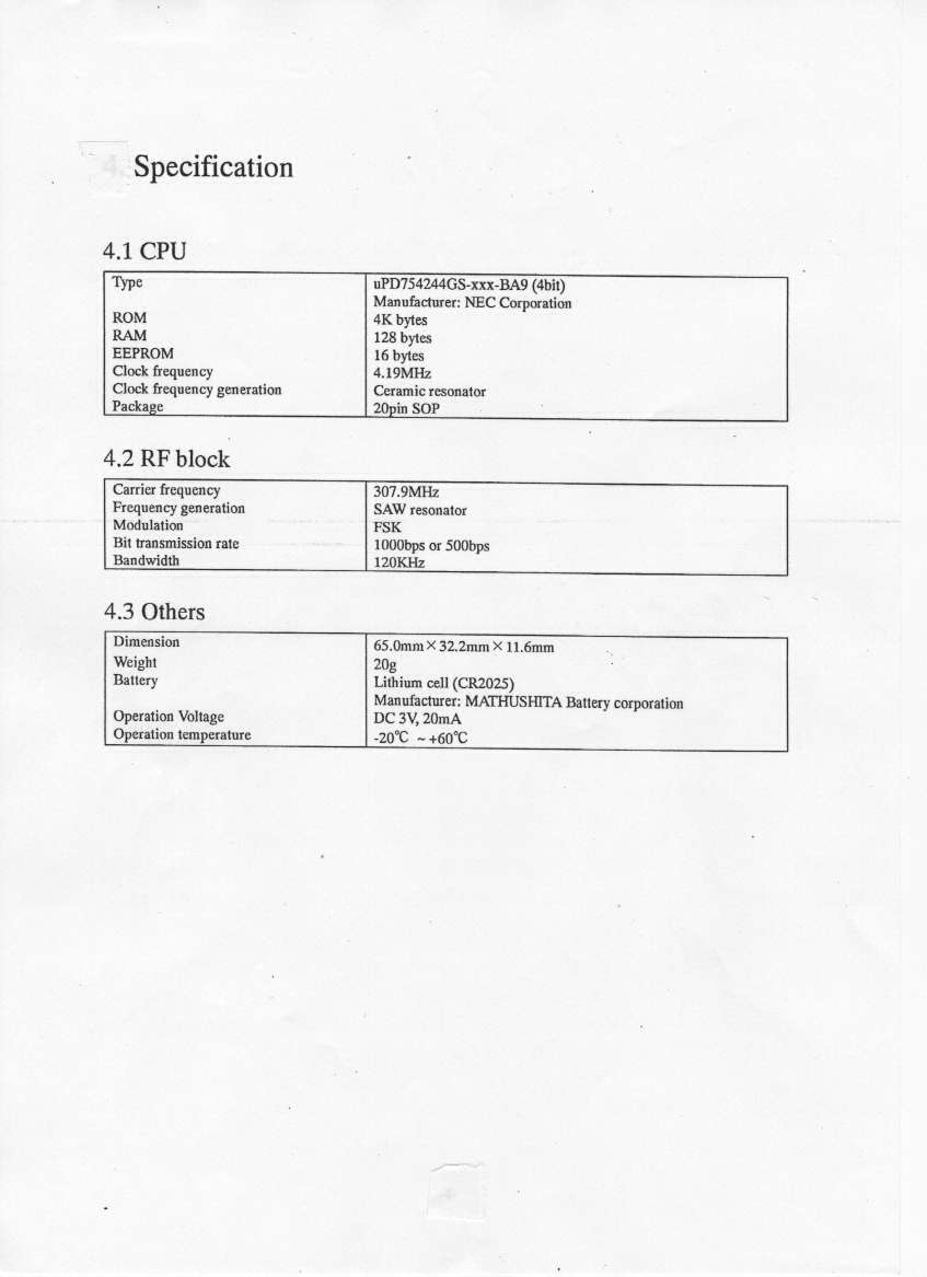 Keyless Entry System Transmitter User Manual