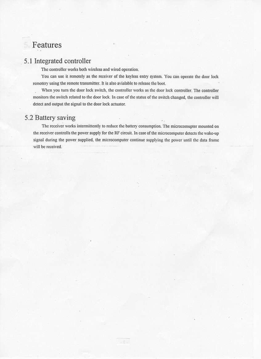 Keyless Entry Sytem Receiver User Manual