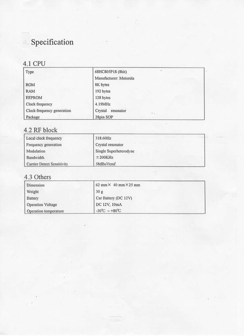 Keyless Entry Sytem Receiver User Manual