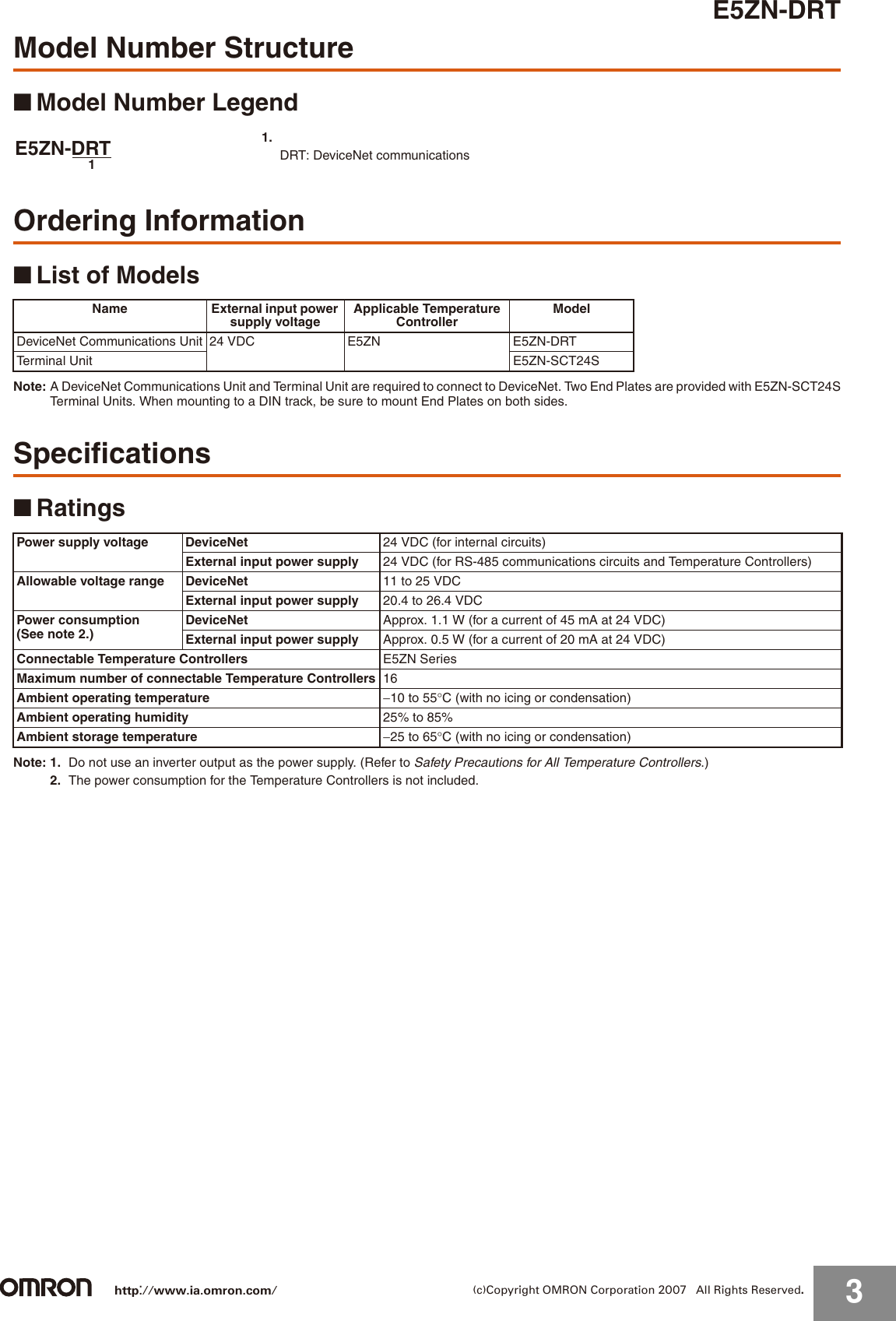Page 3 of 9 - Omron Omron-E5Zn-Drt-Users-Manual- E5ZN-DRT Omron-e5zn-drt-users-manual