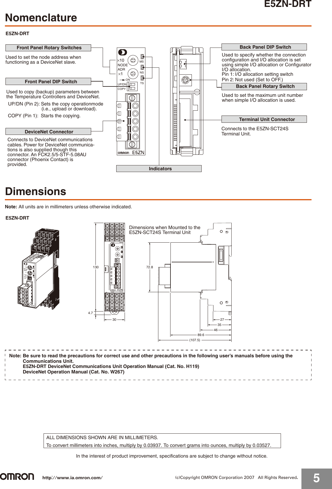 Page 5 of 9 - Omron Omron-E5Zn-Drt-Users-Manual- E5ZN-DRT Omron-e5zn-drt-users-manual