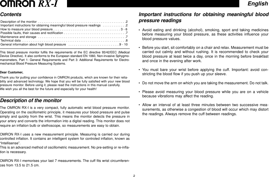 Page 2 of 9 - Omron Omron-Rx-1-Users-Manual-  Omron-rx-1-users-manual