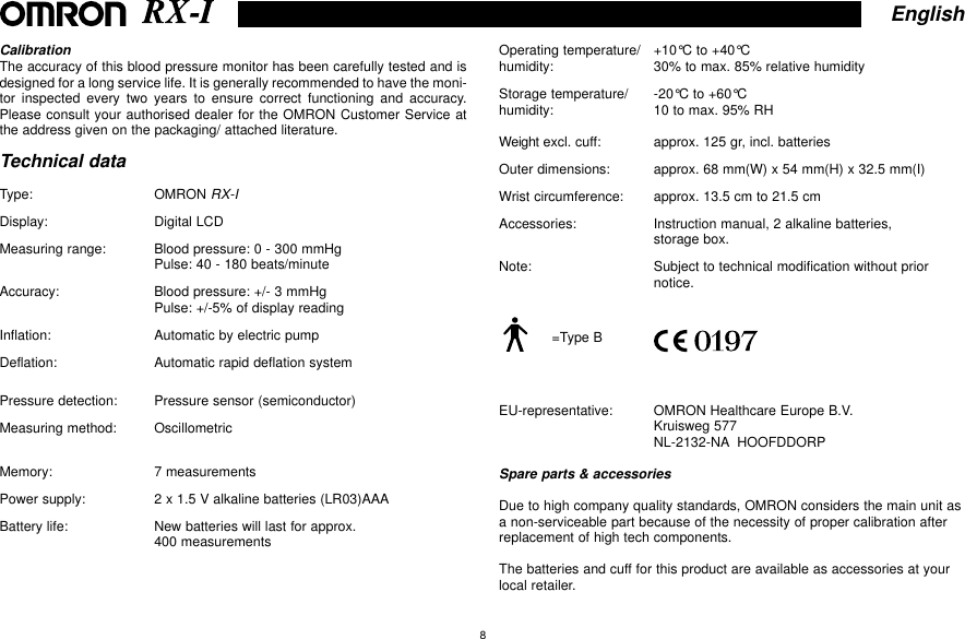 Page 8 of 9 - Omron Omron-Rx-1-Users-Manual-  Omron-rx-1-users-manual