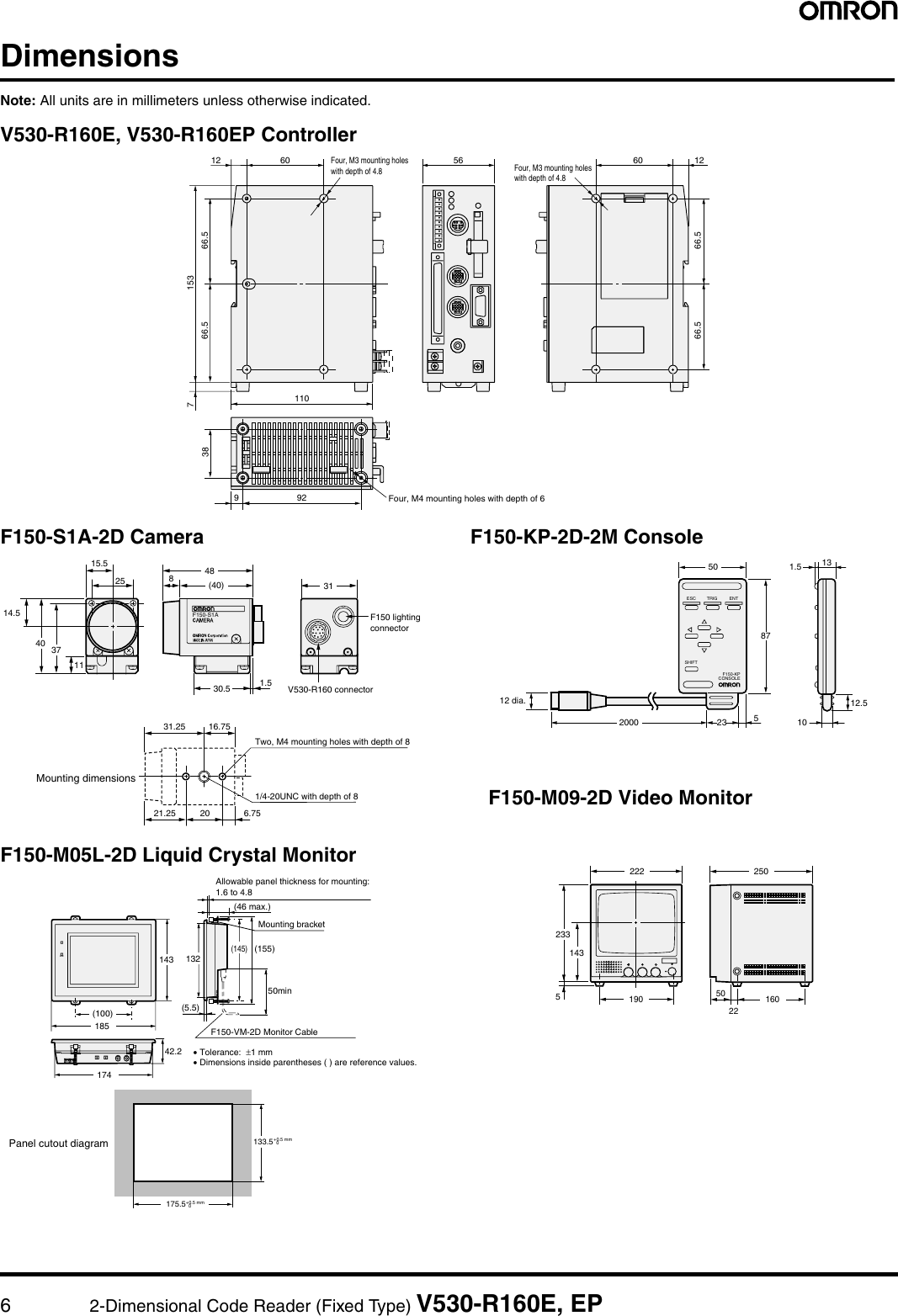Page 5 of 7 - Omron Omron-V530-R160E-Users-Manual- V530-R160E,EP 2-Dimensional Code Reader (FixedType) Data Sheet Omron-v530-r160e-users-manual