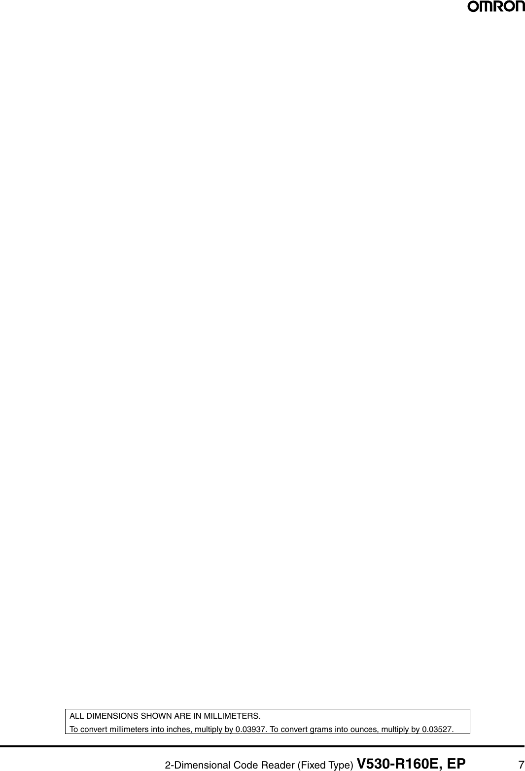 Page 6 of 7 - Omron Omron-V530-R160E-Users-Manual- V530-R160E,EP 2-Dimensional Code Reader (FixedType) Data Sheet Omron-v530-r160e-users-manual