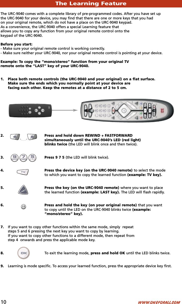 One For All Opmaak Pc Remote Euro Urc9040 Nordic Languages