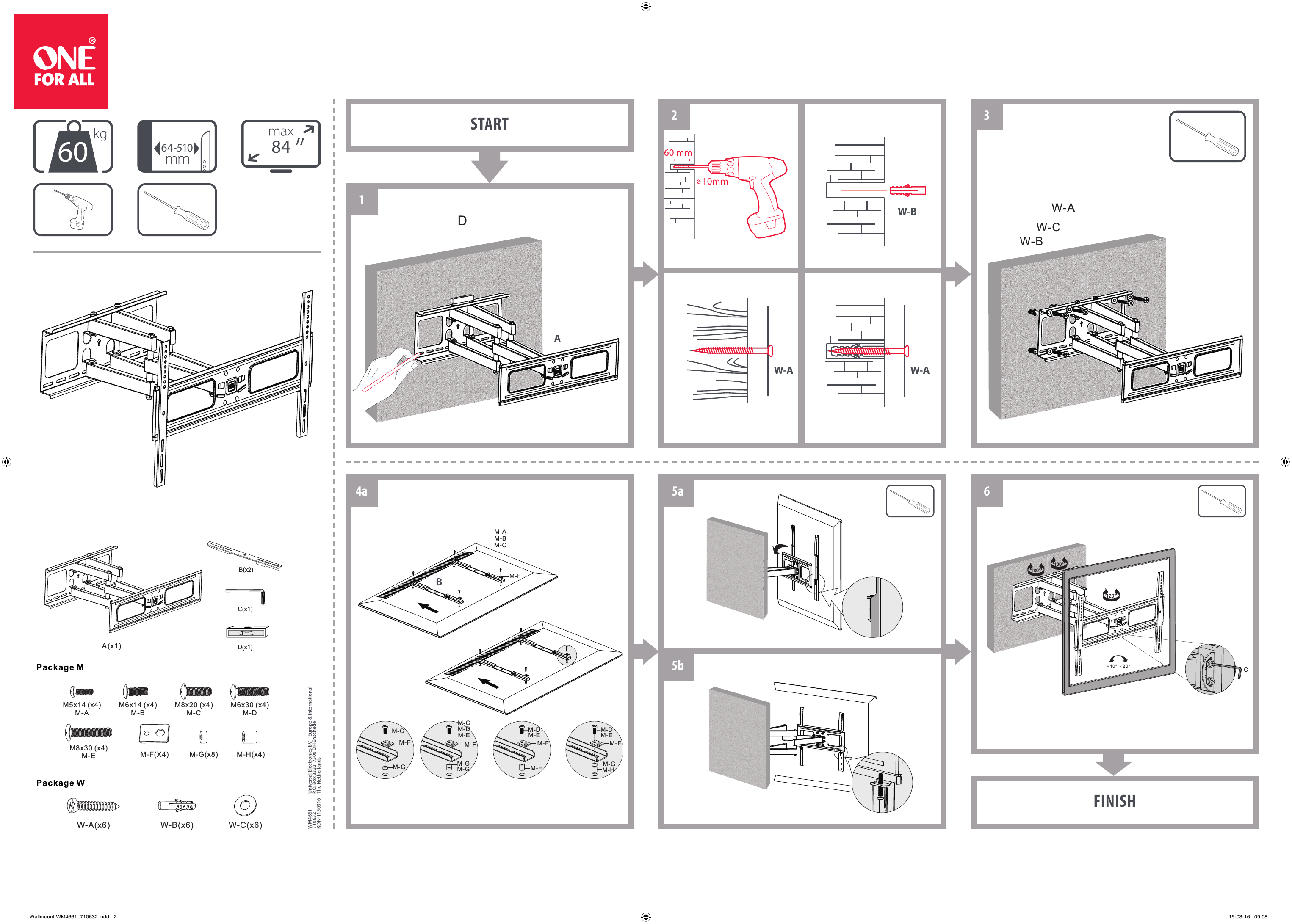 Page 2 of 2 - One For All Wallmount WM4661_710632 WM4661 Manual Languages
