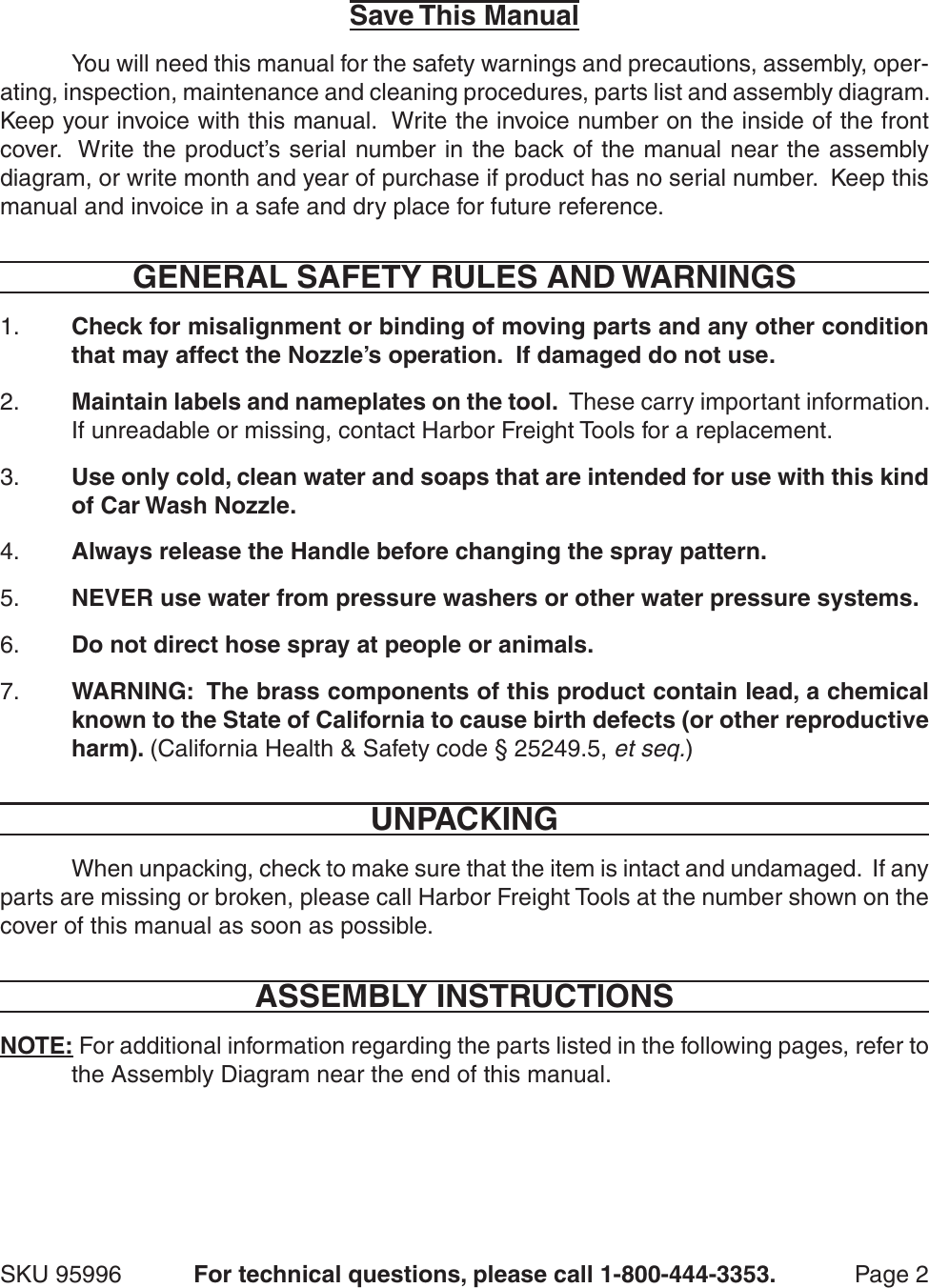 Page 2 of 4 - One-Stop-Gardens One-Stop-Gardens-Car-Wash-Nozzle-95996-Users-Manual- One-stop-gardens-car-wash-nozzle-95996-users-manual