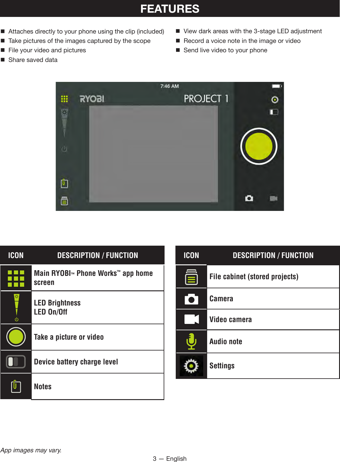 Page 3 of One World Technologies ES51A INSPECTION SCOPE User Manual