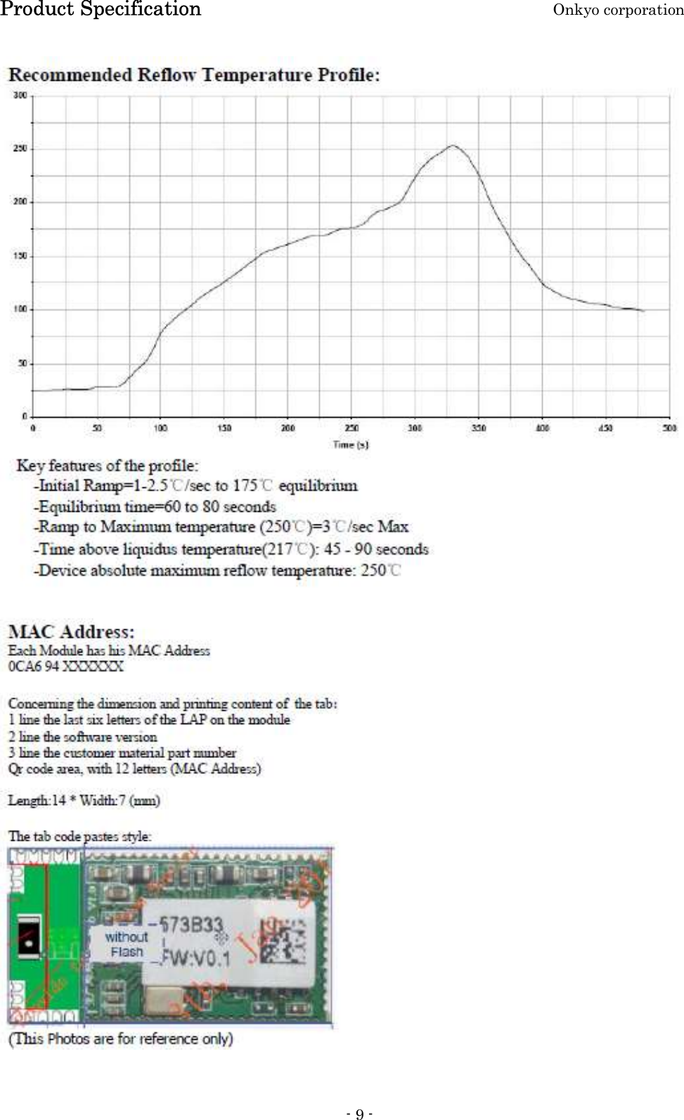 Product Specification    Onkyo corporation - 9 -       