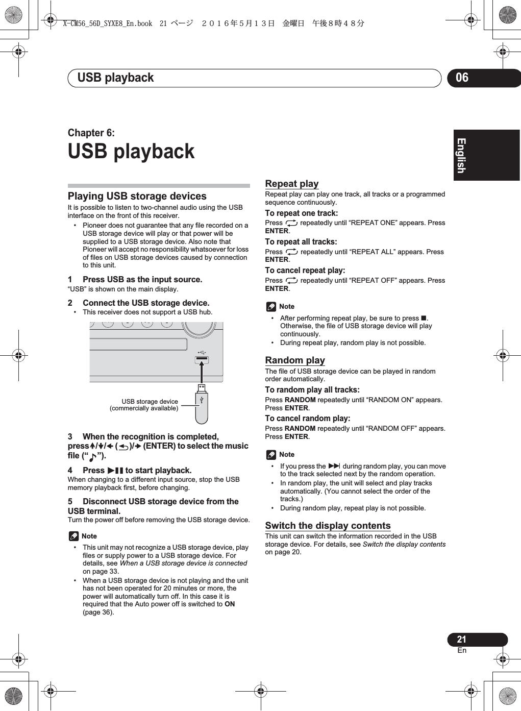  English Français Español     yyzw x    When a USB storage device is connected       w    Switch the display contents X-CM56_56D_SYXE8_En.book  21 ページ  ２０１６年５月１３日 金曜日 午後８時４８分