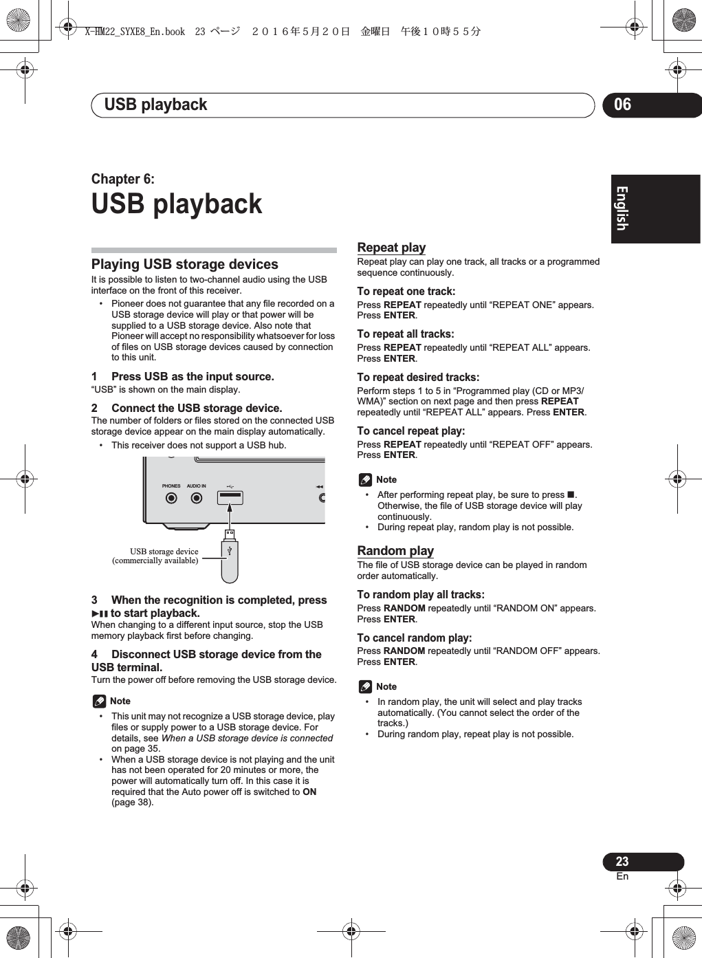  English Français Español       When a USB storage device is connected    w   PHONES AUDIO IN 86%VWRUDJHGHYLFHFRPPHUFLDOO\DYDLODEOHX-HM22_SYXE8_En.book  23 ページ  ２０１６年５月２０日 金曜日 午後１０時５５分