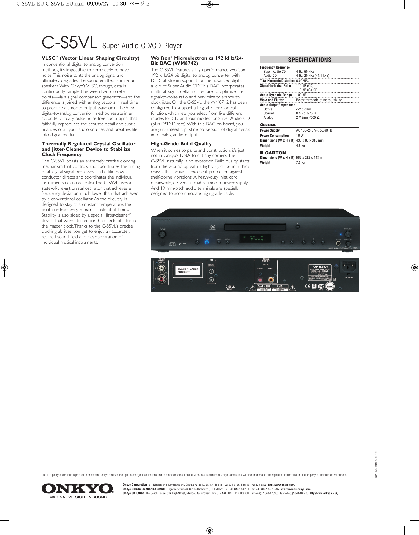 Onkyo C S5vl A 5vl Us User Manual To The 16bec2d9 4fae 400a 9a60 Eb6d21fbb360