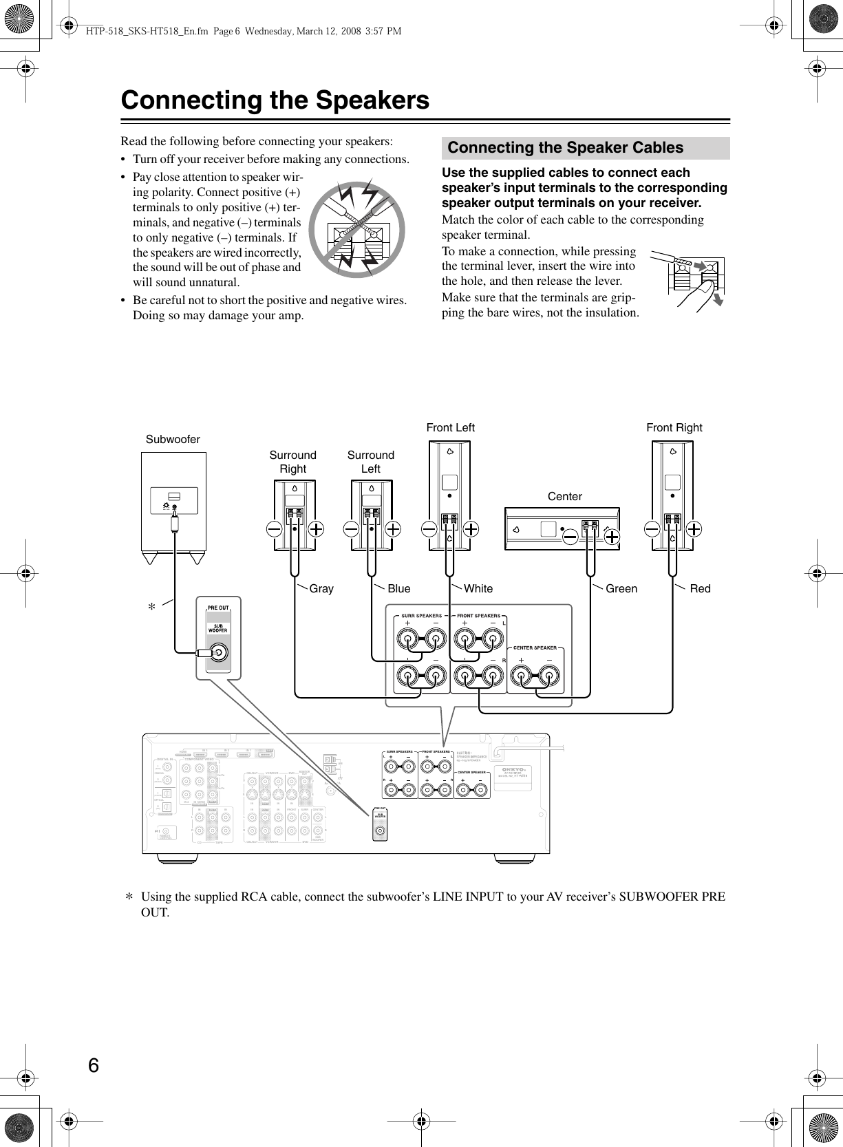 Page 6 of 12 - Onkyo Onkyo-Home-Theater-System-Htp-518-Users-Manual-  Onkyo-home-theater-system-htp-518-users-manual