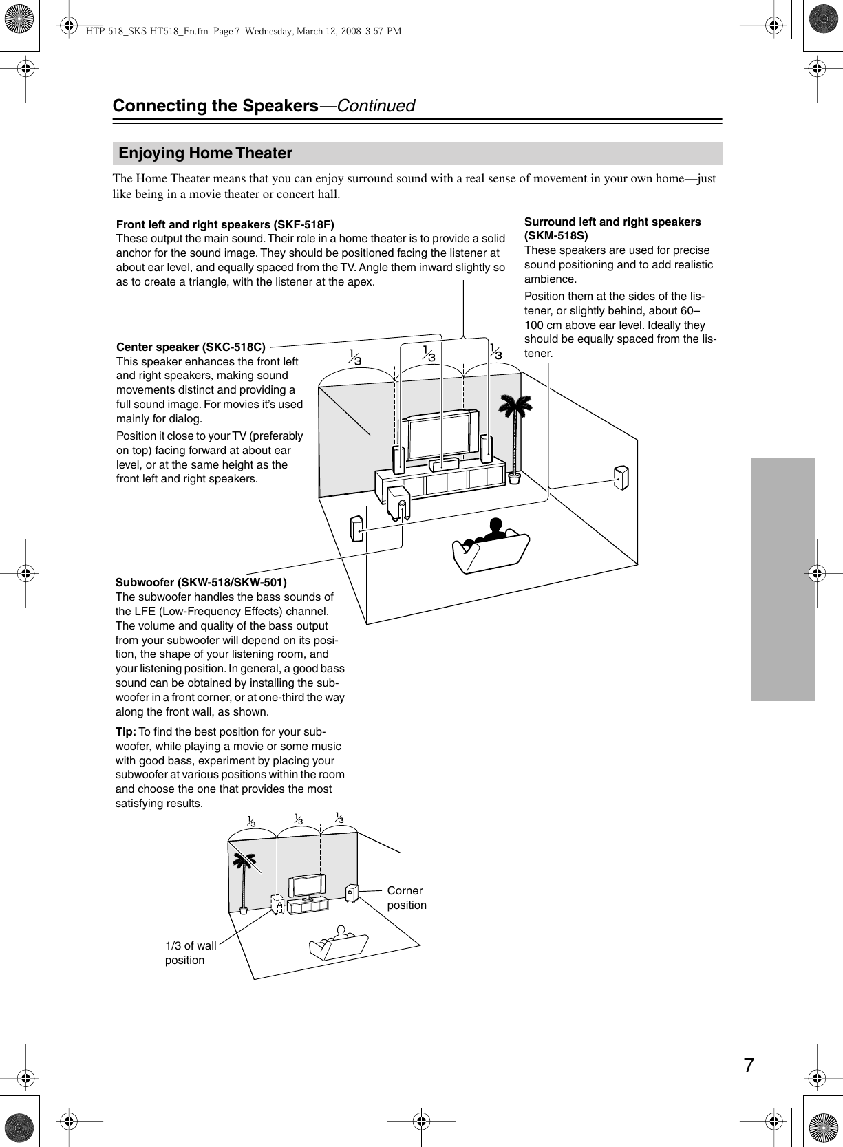 Page 7 of 12 - Onkyo Onkyo-Home-Theater-System-Htp-518-Users-Manual-  Onkyo-home-theater-system-htp-518-users-manual