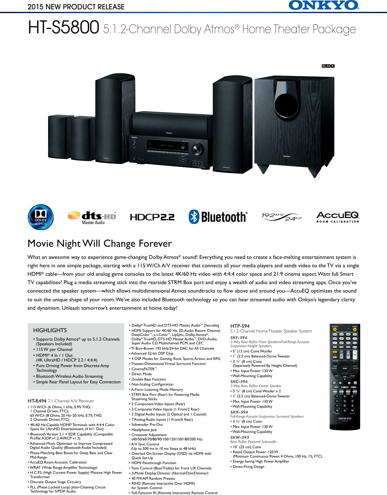 Page 1 of 2 - Onkyo Onkyo-Ht-S5800-Product-Sheet-  Onkyo-ht-s5800-product-sheet