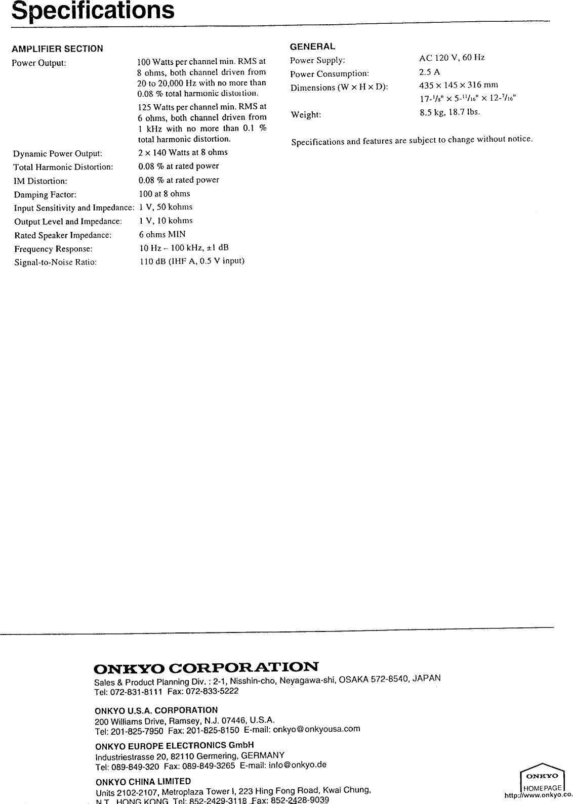 Page 7 of 7 - Onkyo Onkyo-M-282-Owner-S-Manual-7.max  Onkyo-m-282-owner-s-manual