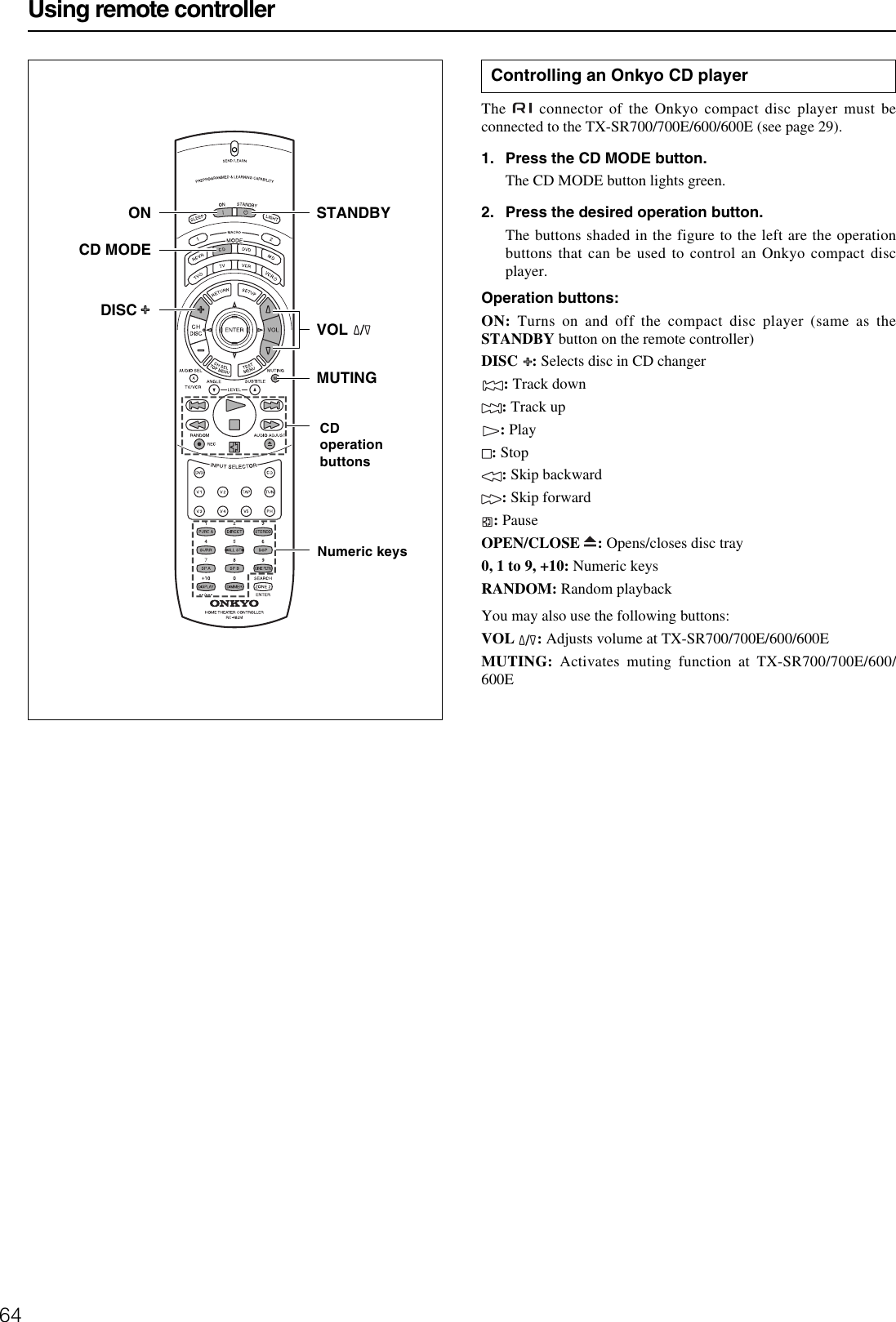 Onkyo Rc 480M Users Manual