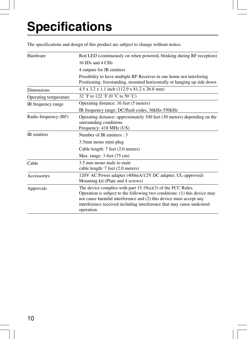 Page 10 of 12 - Onkyo RFR-5 User Manual  To The A08a9144-0605-4de4-abe1-4b2273c7a9f6