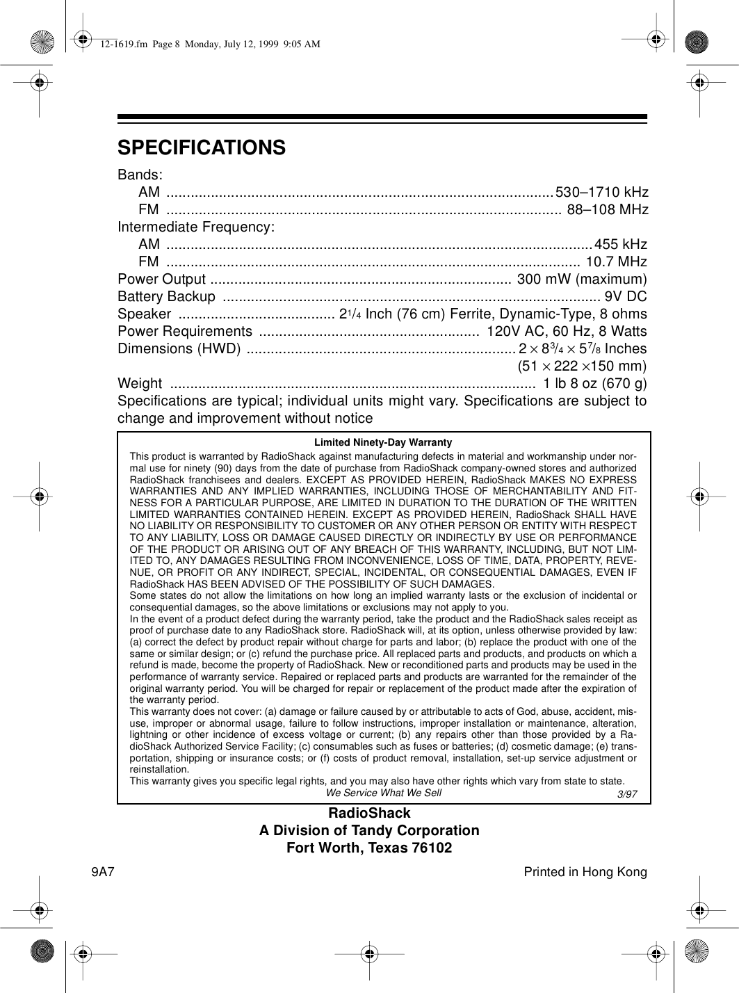 Page 8 of 8 - Optimus Optimus-Cr-319-Users-Manual- 12-1619  Optimus-cr-319-users-manual